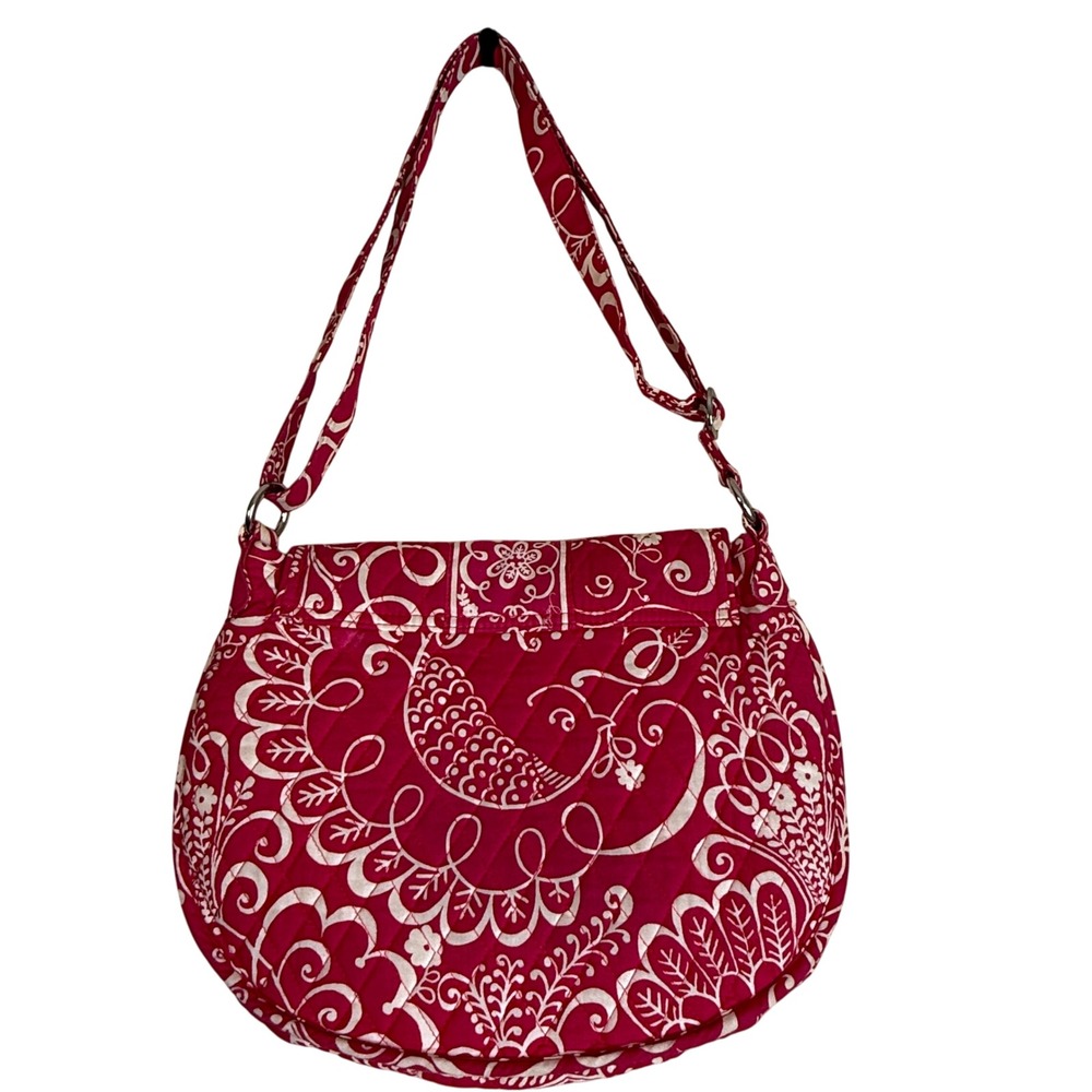 Vera Bradley Raspberry Fizz Quilted Convertible Satchel Crossbody Bag Pink White - Picture 2 of 6